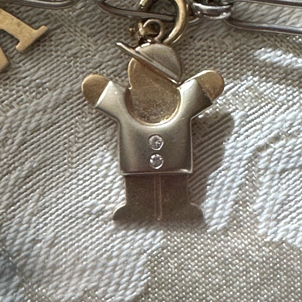 14K Solid Gold BOY Pendant Charm– Real Diamonds – 2.89g - Tested – Vintage 3D
